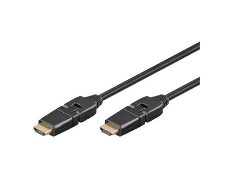 HDMI-HE120.020 Kabel HDMI 1.4 HDMI wtyk ruchomy 90,z obu stron 2m czarny