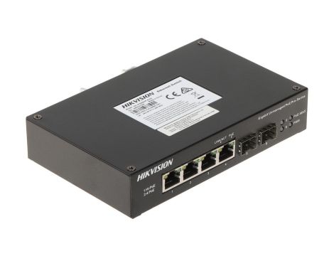 Switch przemysłowy PoE 4-portowy 1Gbps + 2x SFP (niezarządzalny) DS-3T0506HP-E/HS