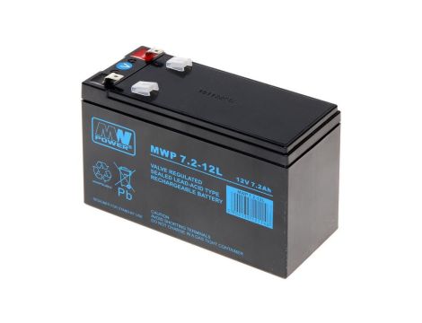 Akumulator VRLA AGM 12V 7.2Ah (żywotność 12-15lat) MWP 7.2-12L T2