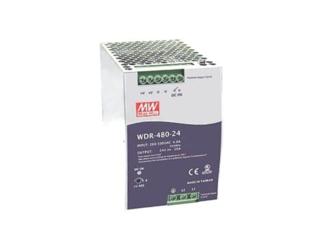 WDR-480-24 Zasilacz impulsowy, na szynę DIN, 480W, 24VDC, 20A, 180550VAC