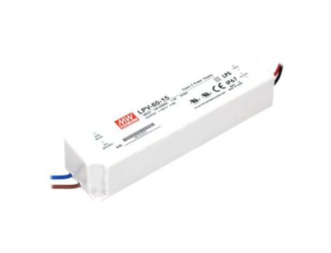 LPV-60-15 Zasilacz impulsowy, LED, 60W, 15VDC, 4A, 90264VAC, 127370VDC