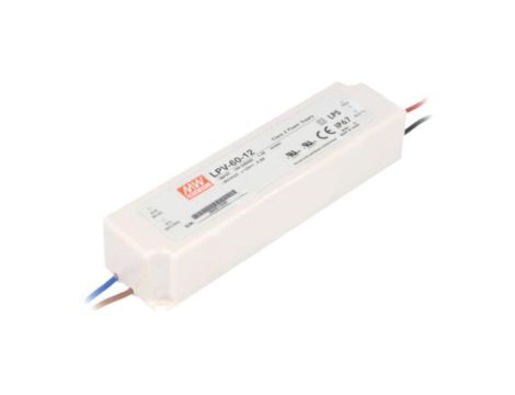 LPV-60-12 Zasilacz impulsowy, LED, 60W, 12VDC, 5A, 90264VAC, 127370VDC