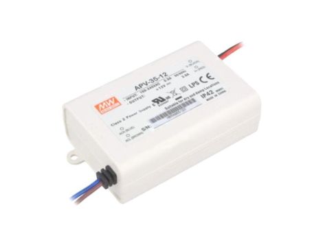 APV-35-12 Zasilacz impulsowy, LED, 36W, 12VDC, 3A, 90264VAC, 127370VDC
