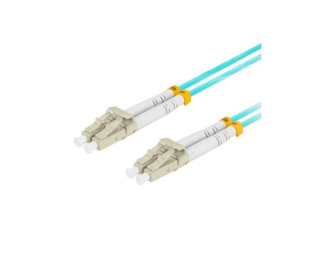 Patchcord światłowodowy MM LC/UPC-LC/UPC duplex 3mm OM3 aqua 5m LANBERG