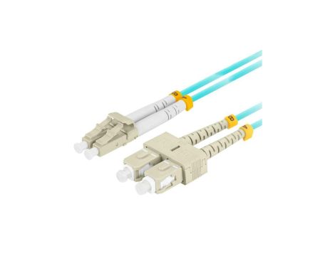 Patchcord światłowodowy MM LC/UPC-SC/UPC duplex 3mm OM3 aqua 3m LANBERG