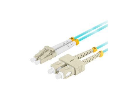Patchcord światłowodowy MM LC/UPC-SC/UPC duplex 3mm OM3 aqua 0,5m LANBERG