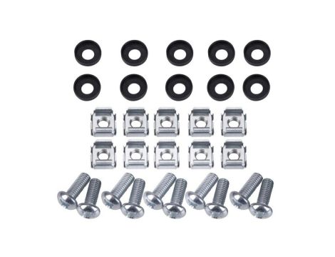 ZESTAW MONTAŻOWY ŚRUBY MONTAŻOWE M5 DO SZAFY RACK 19 10 10 SZT. SREBRNE 4/EB/521-2-51112/10