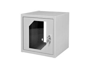 SZAFA WISZĄCA RACK SZAFKA SERWEROWA 10 6U 300 mm SZARA Z SZYBĄ HARTOWANĄ 5-10/06U-300/W111/01