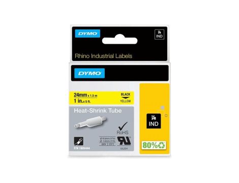 Taśma DYMO IND Rurka termokurczliwa 24mm x 1,5m (żółta/ czarny nadruk) RHINO Industrial 1805444 ORYGINALNA