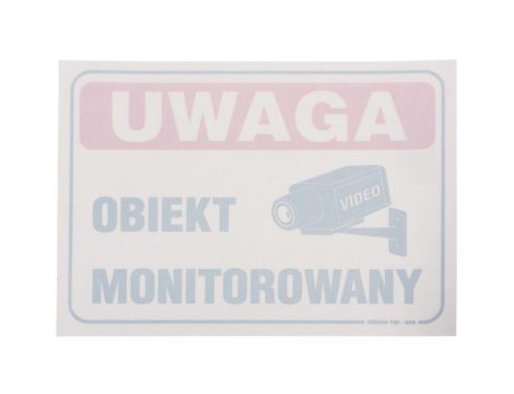 Naklejka - rewers /Uwaga obiekt monitorowany/ N-35X25/R