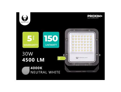 Naświetlacz LED PROXIM+ 30W 4000K 4500lm 230V IP65 Forever Light 150lm/W 5 LAT GWARANCJI