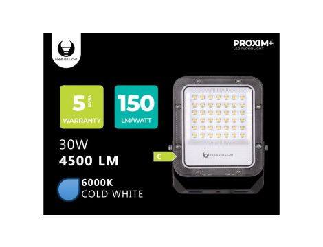 Naświetlacz LED PROXIM+ 30W 6500K 4500lm 230V IP65 Forever Light 150lm/W 5 LAT GWARANCJI