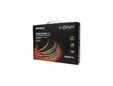 Taśma LED COB RGB 450 15W/m IP20 3m ZESTAW