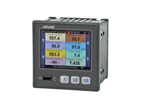 AR207/8/S1PPPP30 Rejestrator, 85260VAC, IN: 8, na panel, IP30, 050C, Otw: 92x89mm