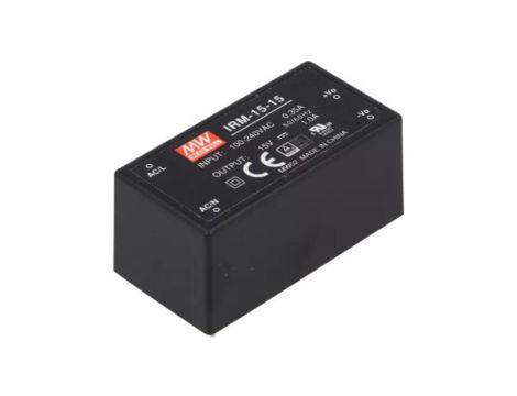 IRM-15-15 Przetwornica AC/DC, 15W, Napięcie wejściowe: 85264VAC,120370VDC, Napięcie wyjściowe: 15VDC