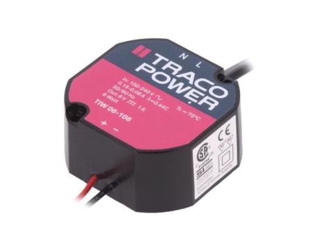 TIW06-106 Zasilacz impulsowy, do wbudowania, stałonapięciowy, 6W, 6VDC, 1A