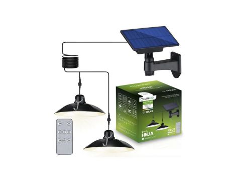 2x Lampa Solarna LED HELIA Żyrandol Wisząca Ogrodowa Sufitowa Czujnik Pilot Panel LUMILED