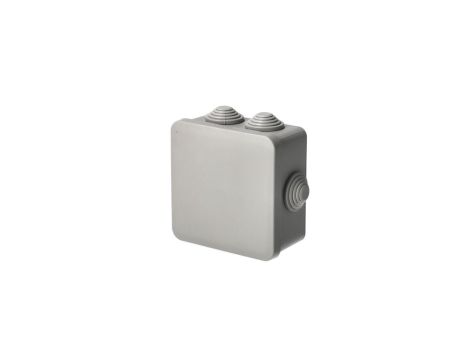 Puszka hermetyczna natynkowa z dławikami 100x100x50mm bezhalogenowa, odporna na UV, zamknięcie na klik IP55 szary