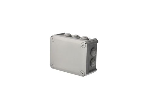 Puszka hermetyczna natynkowa z dławikami 150x115x65mm bezhalogenowa, odporna na UV, dekiel przykręcany IP66 szary