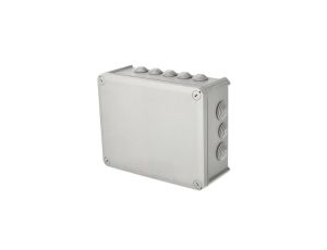 Puszka hermetyczna natynkowa z dławikami 240x190x95mm bezhalogenowa, odporna na UV, dekiel przykręcany IP66 szary