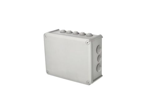 Puszka hermetyczna natynkowa z dławikami 240x190x95mm bezhalogenowa, odporna na UV, dekiel przykręcany IP66 szary