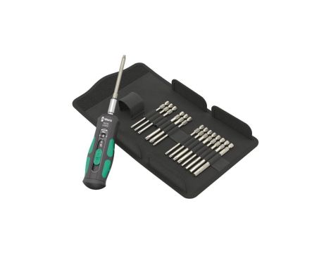 Zestaw wkrętak dynamometryczny nastawny 1-3 Nm z bitami 16 części, system szybkiego nastawiania do bitów HEX 1/4 Kraftform Safe-