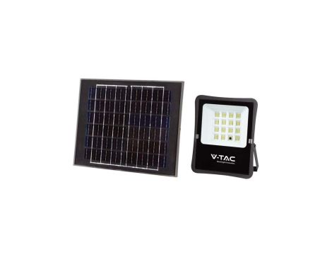 Naświetlacz LED SMD 12W 1200lm 6400K 10000mAh IP65 czarny barwa CW biała zimna z panelem solarnym VT-55100 V-TAC