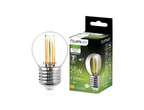 Żarówka LED E27 P40 Filament 2W = 25W 249lm 4000K Neutralna 360 LUMILED