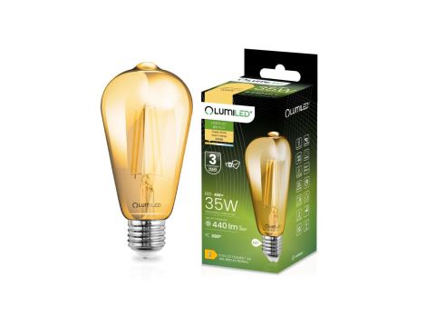 Żarówka LED E27 ST64 4W = 35W 440lm 2000K Ciepła 360 Filament LUMILED