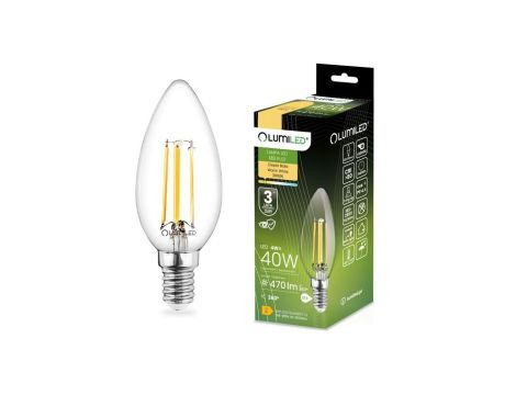 Żarówka LED E14 B35 4W = 40W 470lm 3000K Ciepła 360 Filament LUMILED