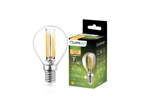 Żarówka LED E14 P40 4W = 40W 470lm 3000K Ciepła 360 Filament LUMILED