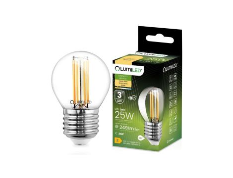 Żarówka LED E27 P40 Filament 2W = 25W 249lm 3000K Ciepła 360 LUMILED