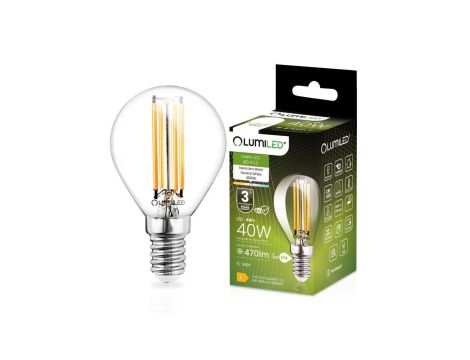 Żarówka LED E14 P40 4W = 40W 470lm 4000K Neutralna 360 Filament LUMILED
