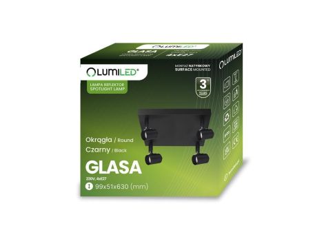 Lampa Sufitowa Plafon SPOT TUBA Reflektor Oprawa Halogenowa 4x E27 GLASA LUMILED