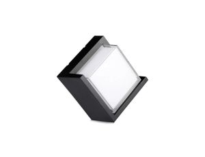 Lampa elewacyjna, kinkiet kwadrat LED 12W 1160lm 3000K IP65 czarny barwa WW biała ciepła V-TAC VT-827-SQ-N