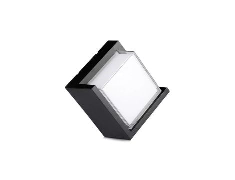 Lampa elewacyjna, kinkiet kwadrat LED 12W 1160lm 3000K IP65 czarny barwa WW biała ciepła V-TAC VT-827-SQ-N