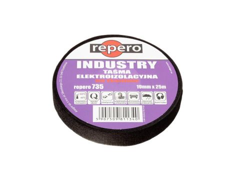 Taśma izolacyjna INDUSTRY na tkaninie 19mm x 25m Repero 735 czarna