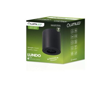 Oprawa Natynkowa HALOGENOWA Spot Tuba Ruchoma LUNDO GU10 LUMILED Okrągła Czarna 80mm