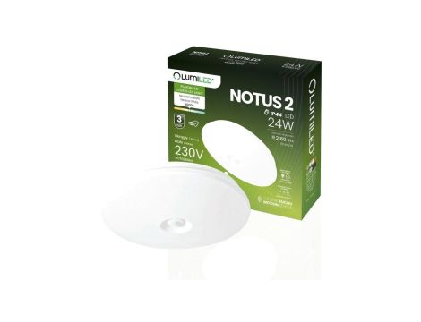 Plafon LED Lampa Sufitowa Natynkowa 24W NOTUS 2 Okrągły Czujnik Ruchu IP44 38 cm LUMILED