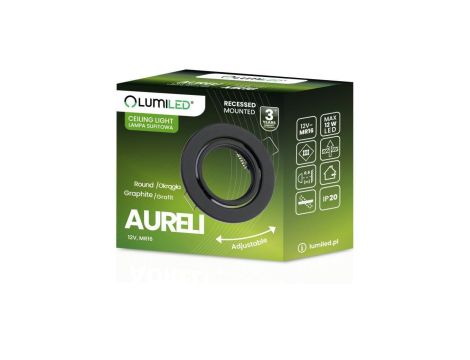 Oprawa Halogenowa Podtynkowa Ruchoma Okrągła AURELI Grafit Blacha MR16 GU10 LUMILED