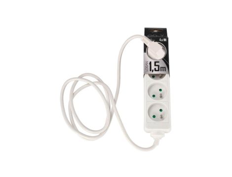 Przedłużacz domowy przenośny LOGAN White 4 - krotny z uziemieniem 1,5m EDO777554 EDO