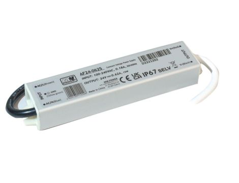 Zasilacz LED 15W 24V 0,62A metalowa obudowa IP67 AF24-062 MW POWER