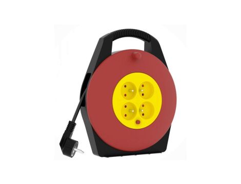 Przedł.BĘBNOWY kompaktowy KERG-PZ-4Z/KTS-4 gniazda-czarno-czerwono-żółty-10m-10A-H05VV-F-3x1,0mm2