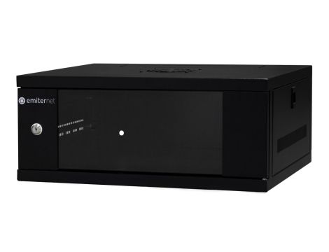 Szafa wisząca lekka niedzielona 19 4U, drzwi blacha/szkło, ściągane osłony boczne, 550450230 szer./gł./wys. mm RAL: 9004, w