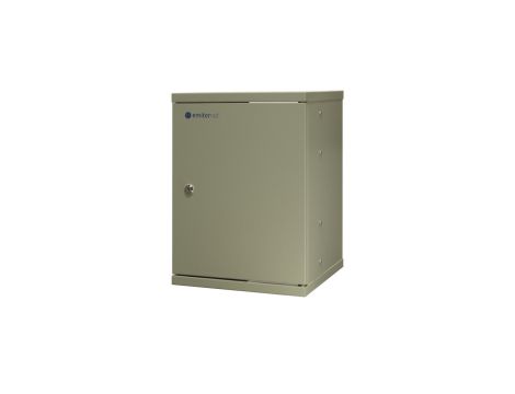 Szafa wisząca niedzielona 10 9U, drzwi blacha, 325330x445 (szer./gł./wys. mm) RAL: szafa 7044, w komplecie półka i komplet 6