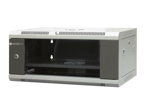 Szafa wisząca niedzielona 19 4U, drzwi blacha/szkło, ściągane osłony boczne z zamkiem,600450280 szer./gł./wys. mm RAL: szafa