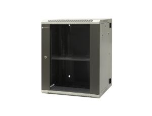 Szafa wisząca dzielona 19 15U, drzwi blacha/szkło, ściągane osłony boczne z zamkiem, tył zamek 600550770 szer./gł./wys. mm R