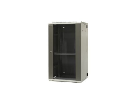 Szafa wisząca dzielona 19 22U, drzwi blacha/szkło, ściągane osłony boczne z zamkiem, tył zamek 6005501083 szer./gł./wys. mm