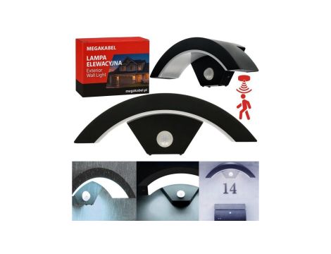 Lampa kinkiet MOON ścienny NAD DRZWI LED 18W barwa zimna CZUJNIK RUCHU CY-30 MEGAKABEL
