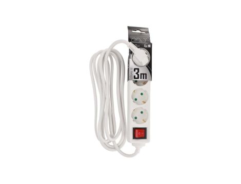 Przedłużacz domowy przenośny LOGAN S White 4 - krotny Schuko 3m z włącznikiem EDO777578 EDO